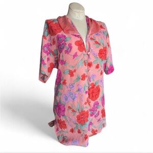 Vintage Victoria's Secret Pink Floral Satin-Trim Nightgown Size M/L